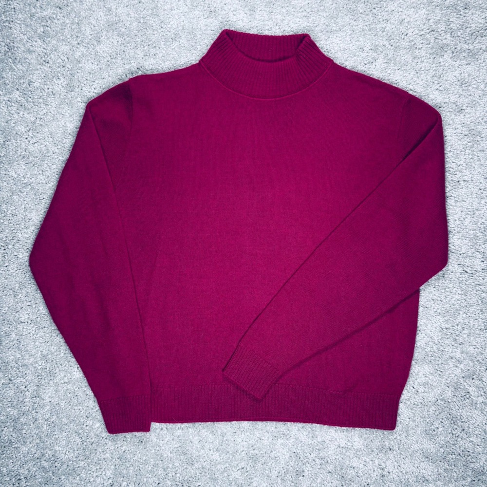 Pendleton Vintage Magenta Pink‎ 100% Virgin Wool Mock Neck Sweater Womens Medium